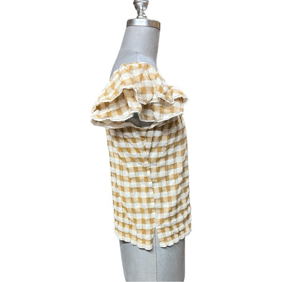 Matilda Jane Annabelle Plaid Boho Top White Tan Gingham Size S - Picture 3 of 9